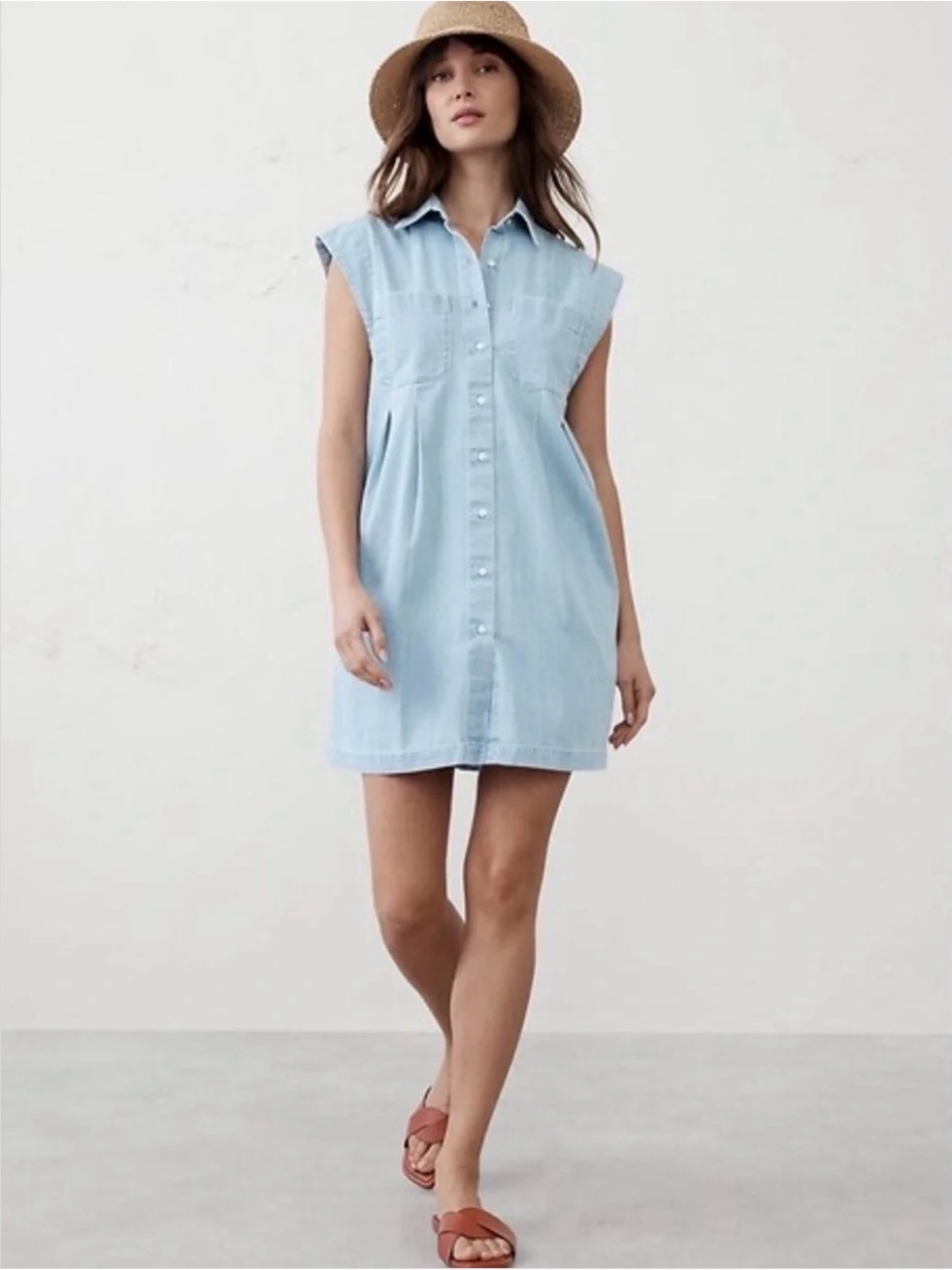 Banana Republic Light Blue Denim Shirt Dress M